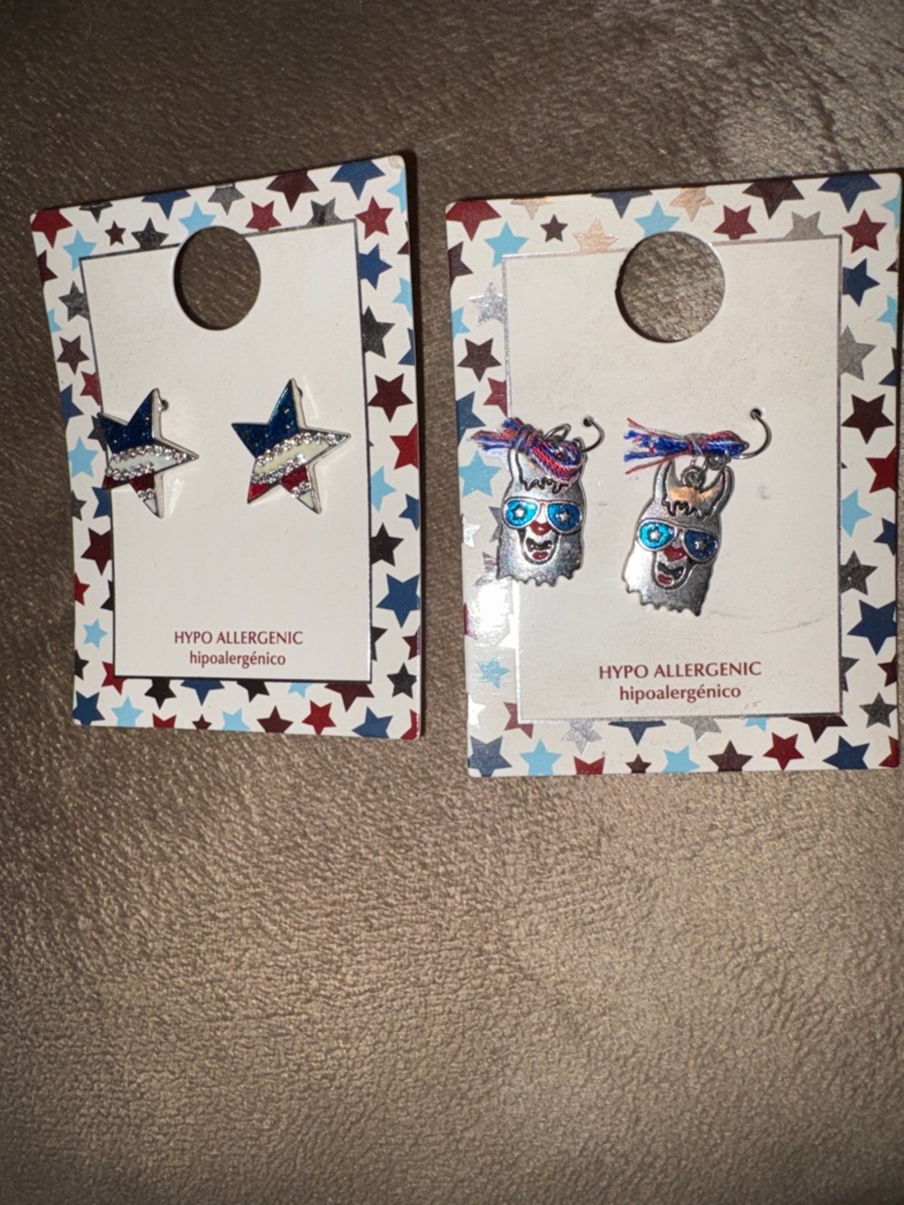 Kids Patriotic Star and Llama Earrings - Hypoallergenic